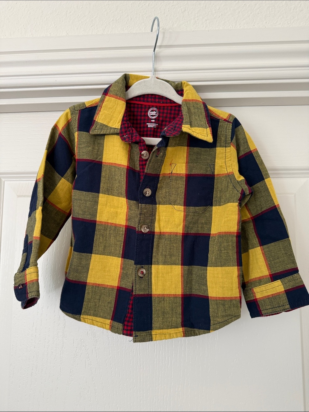 Kids Yellow & Navy Plaid Button-Up Shirt